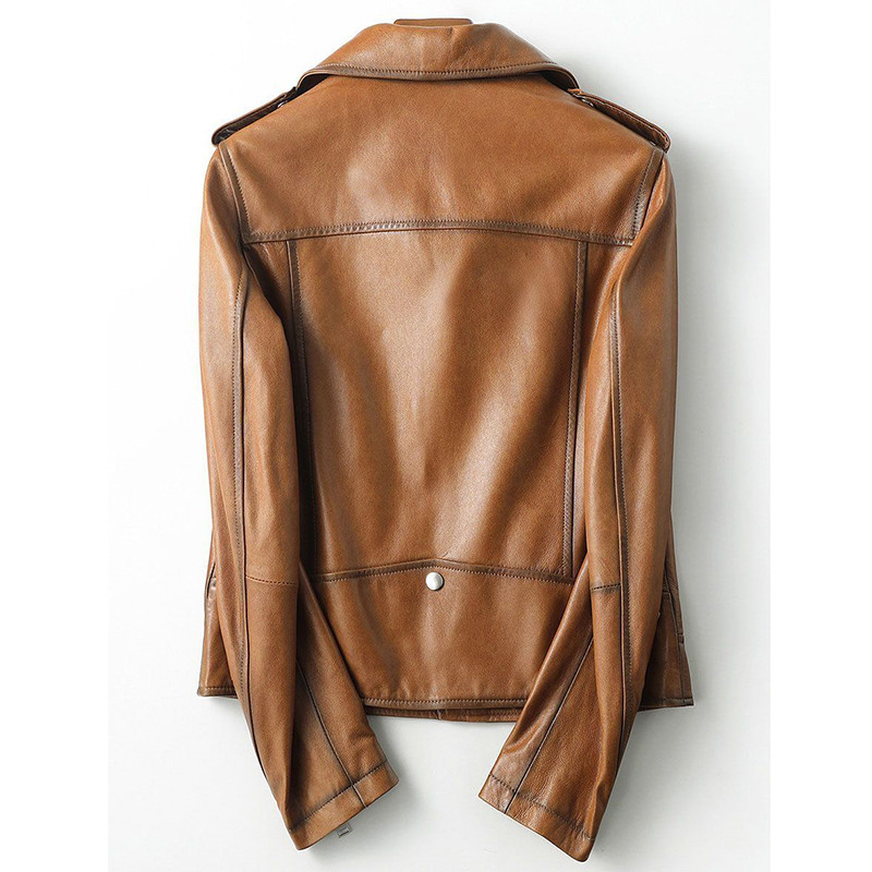 Modne kožne jakne s patentnim zatvaračem Ženska odjeća dugih rukava Motociklistički kaput od brušene kože na ovratnik YTNMYOP