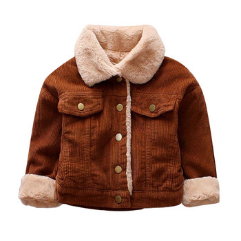 Зимни едноцветни дрехи Бебешко яке за момчета Детско палто за момичета Дебело връхно облекло Топло наметало Палто и яке за момчета