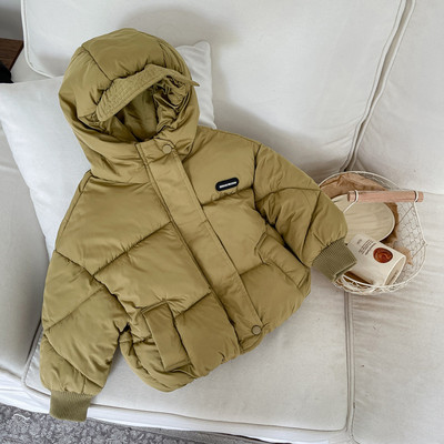 Donja dječja odjeća Deblja zimska novost Dječaci Djevojčice Dječji kaput s kapuljačom Pamučna gornja odjeća s džepovima dugih rukava Jednostavna
