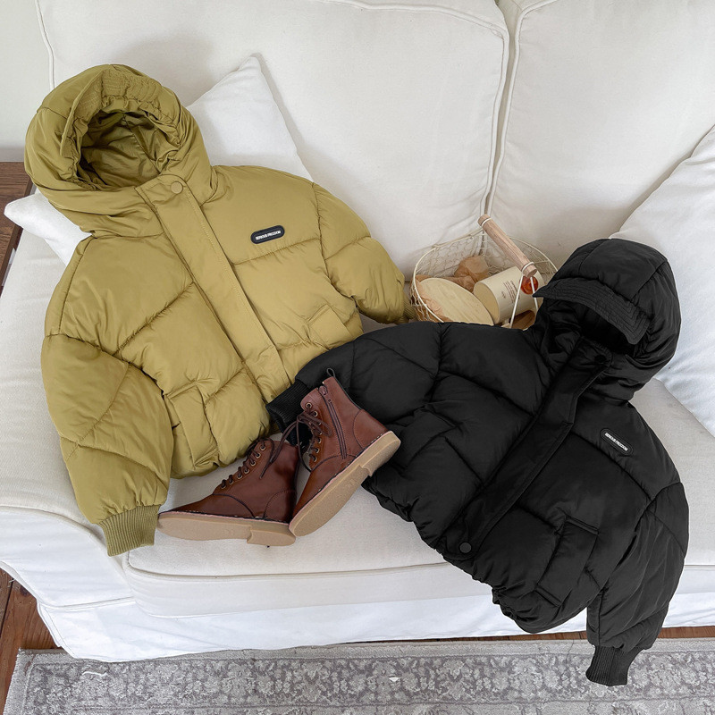 Donja dječja odjeća Deblja zimska novost Dječaci Djevojčice Dječji kaput s kapuljačom Pamučna gornja odjeća s džepovima dugih rukava Jednostavna