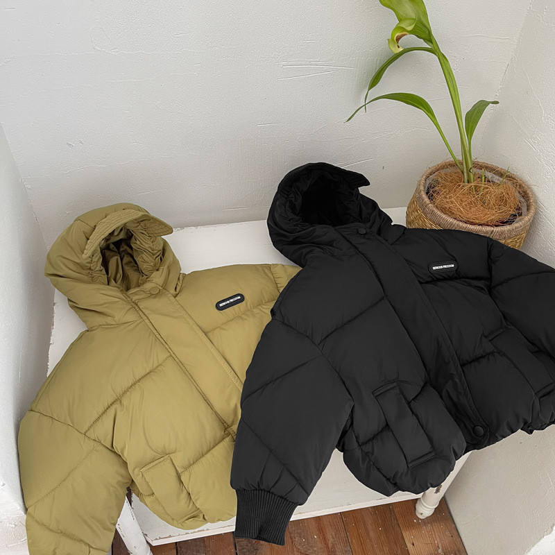 Donja dječja odjeća Deblja zimska novost Dječaci Djevojčice Dječji kaput s kapuljačom Pamučna gornja odjeća s džepovima dugih rukava Jednostavna