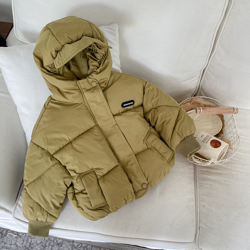 Donja dječja odjeća Deblja zimska novost Dječaci Djevojčice Dječji kaput s kapuljačom Pamučna gornja odjeća s džepovima dugih rukava Jednostavna