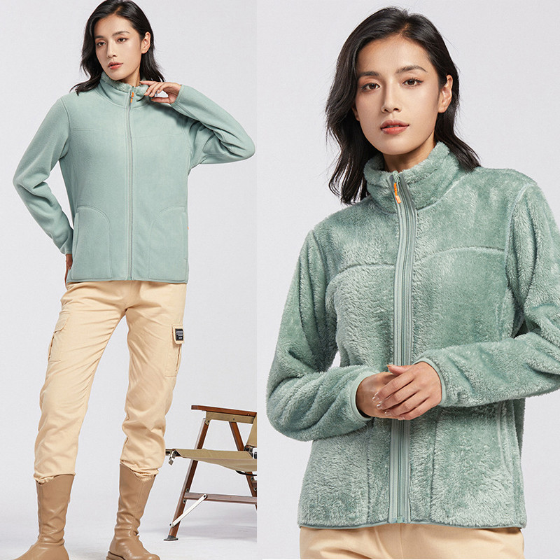 Ženski kaput od flisa Zimska topla deblja jakna Obostrana odjeća Dvostrani baršunasti kaputi od koraljnog flisa Jakne od polarnog flisa