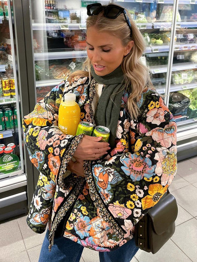 Modes, ziedu apdruka, kokvilnas jakas, sieviete