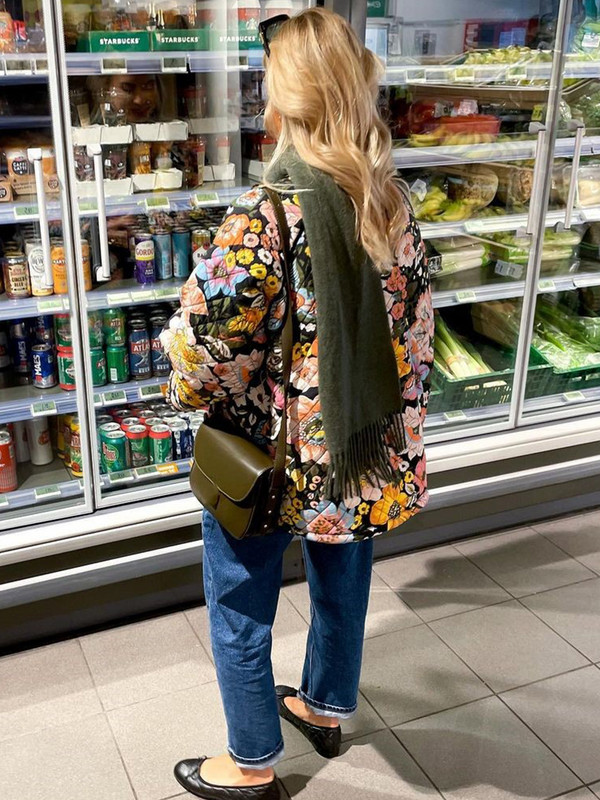 Modes, ziedu apdruka, kokvilnas jakas, sieviete