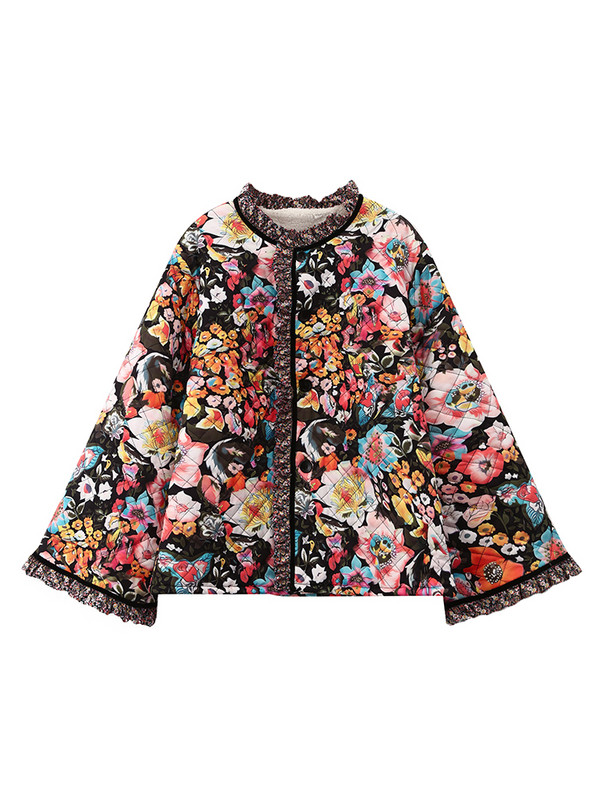 Modes, ziedu apdruka, kokvilnas jakas, sieviete