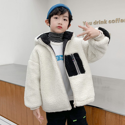 Băieții clasici poartă haine de toamnă iarnă Jachete cu glugă Negru alb Îmbrăcăminte exterioară din lână Paltoane de lână 3-13 ani Îmbrăcăminte pentru copii