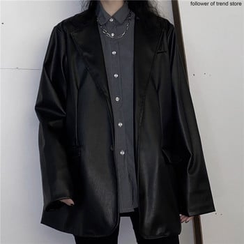 Vintage Chic Gothic Girl Oversize Jacket 2023 Άνοιξη και Φθινόπωρο Δερμάτινο παλτό Μοτοσικλέτας Φαρδύ δερμάτινο κοστούμι τοπ (γυναικείο)