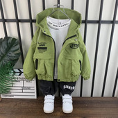 Kaput za dječake Proljetna i jesenska odjeća Nova moderna dječja ležerna jakna s kapuljačom Korejski kaput za dječake za bebe