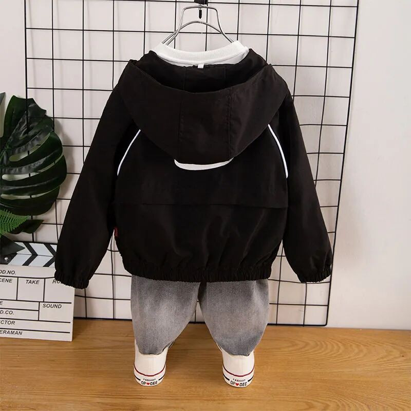 Kaput za dječake Proljetna i jesenska odjeća Nova moderna dječja ležerna jakna s kapuljačom Korejski kaput za dječake za bebe