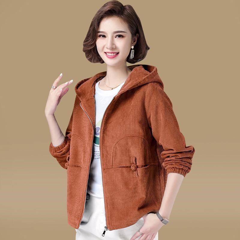 Moteriška striukė, 2022 m. Nauja ilgomis rankovėmis nuo vėjo striukė, moteriška gobtuvu, velvetinė striukė Laisva paltas, kišeninis užtrauktukas