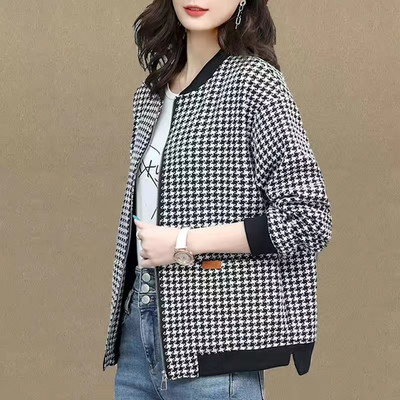 Jachetă scurtă în carouri pentru femei 2023, primăvară, toamnă, paltoane largi cu glugă, haine de mamă, topuri subțiri pentru femei, îmbrăcăminte exterioară, jachete de vânt