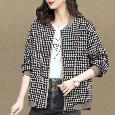 Jachetă scurtă în carouri pentru femei 2023, primăvară, toamnă, paltoane largi cu glugă, haine de mamă, topuri subțiri pentru femei, îmbrăcăminte exterioară, jachete de vânt