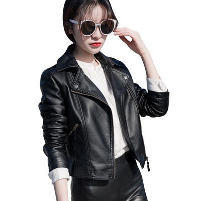 Jachetă din piele artificială pentru motociclete, haină scurtă pentru femei, cu mânecă lungă, toamnă iarnă, topuri 2022, slim fit, stil Koeran, îmbrăcăminte neagră din PU