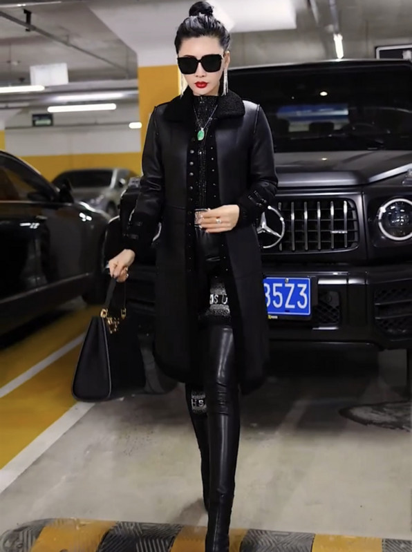 Jachetă din piele PU pentru femei, toamnă iarnă, pardesiu din piele caldă, pardesiu, pentru femei, cu integrare din blană de ultimă generație, paltoane XL-6XL