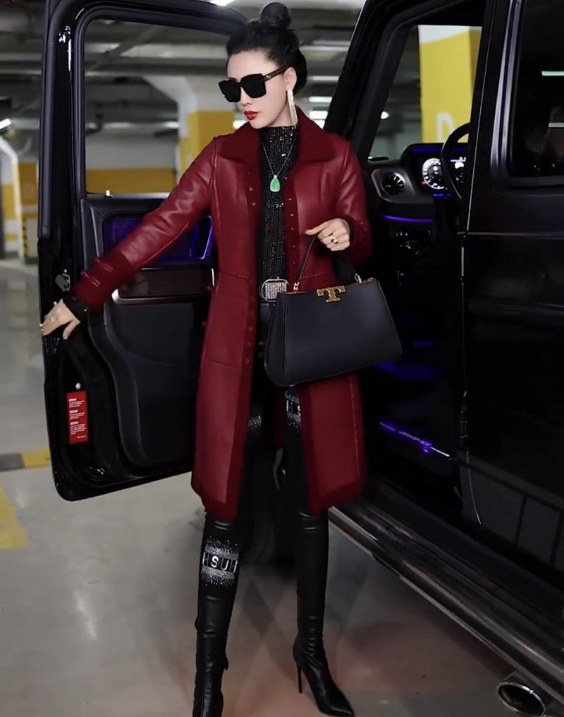 Jachetă din piele PU pentru femei, toamnă iarnă, pardesiu din piele caldă, pardesiu, pentru femei, cu integrare din blană de ultimă generație, paltoane XL-6XL