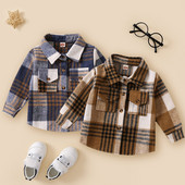 Haine de iarnă pentru copii Băieți Copii mici Băieți Fete Cămașă Jachetă în carouri cu mânecă lungă Copii Refuz pentru băieți Jachetă de zăpadă Lână