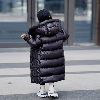 Детско зимно яке за момичета и момчета Дълги пухени палта с подплата Бебешки дебели топли горни дрехи с качулка Ежедневни детски дрехи