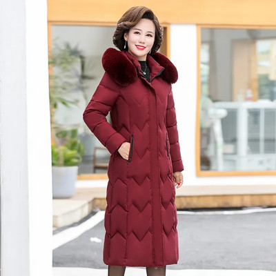 -30 grādi Ziemas jaka sievietēm ar kapuci Parkas X garās jakas Kažokādas apkakle Ikdienas Biezs Silts Vēja necaurlaidīgs Mētelis Sieviešu Virsdrēbes Māte