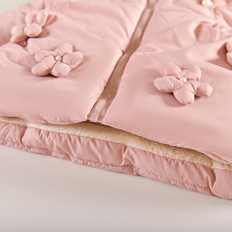 2 3 4 godine Cvijeće Zimski kaput za djevojčice Održava toplinu Modni krzneni ovratnik Princess jakna s kapuljačom i patentnim zatvaračem Gornja odjeća za bebe Nova dječja odjeća