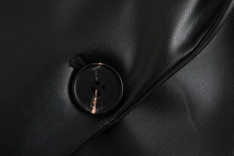 Blazer din piele artificială pentru femei 2023, la modă nouă, haină vintage cu mânecă lungă, buzunare