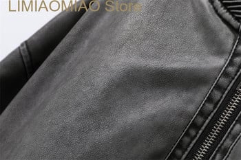 New Women\'s Wash grey do old wash Effect Bomber Jacket Stread γιακά με μακρυμάνικο PU γυναικείο τοπ