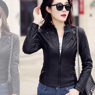 Női tavaszi őszi pu bőrkabát Alkalmi vékony, puha motorkabát Motoros műbőr kabát Női kabát Egyszerű utcai viselet