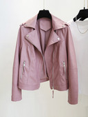 Janveny New Jachetă din piele sintetică moale de primăvară, toamnă, pentru femei, haină lejeră pentru femei, causual, motociclist, îmbrăcăminte de stradă, îmbrăcăminte pentru motocicleta