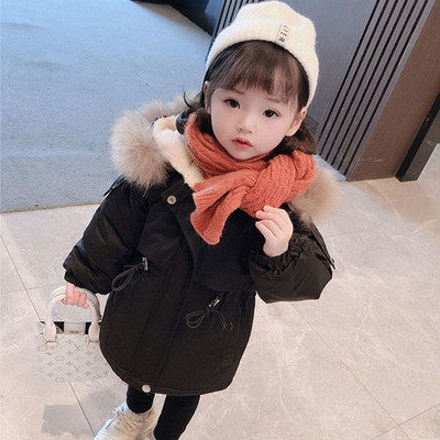 2023 Baby Girls Quited kapuutsiga jakk Talvine soe pluss puuvillased mantlid Moodsad laste pikad mantlid Sweet Kids Tüdrukute ülerõivad 2–8 a.