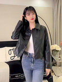 Domaća nova jesen 2023. Ženska kožna jakna, crna kratka opuštena revija, uski kaput od pu kože, korejske demi-sezonske jakne za žene