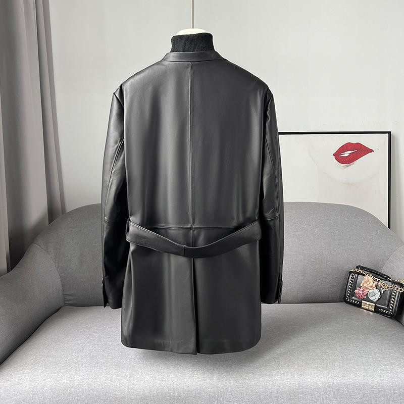 Svečana odjeća Proljeće Jesen Nova kožna odjeća Ženska ovčja koža srednje dužine V-izrez Uska jakna na vezanje Ženski kaput