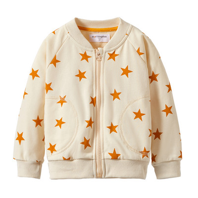 Mudkingdom Jakna za dječake i djevojčice s ispisom zvijezda, pamučne pune jakne s patentnim zatvaračem za malu djecu, gornja odjeća