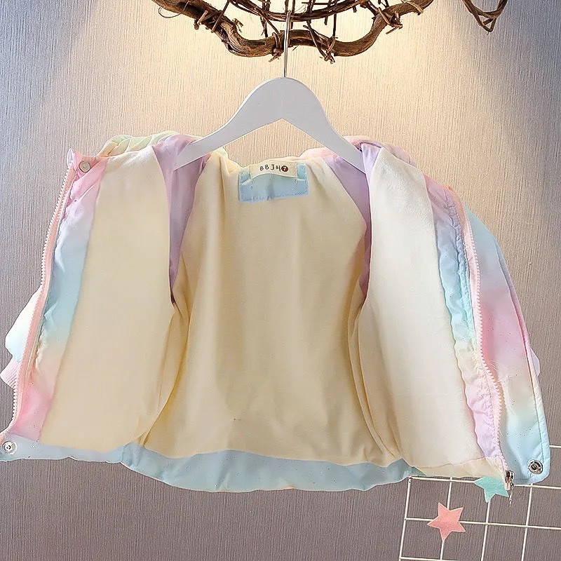 2023. Nova modna šarena jednorog jakna za djevojčice Zimski kaput Topla parka s kapuljačom Snježno odijelo Slatka gornja dječja odjeća s krilima Odjeća