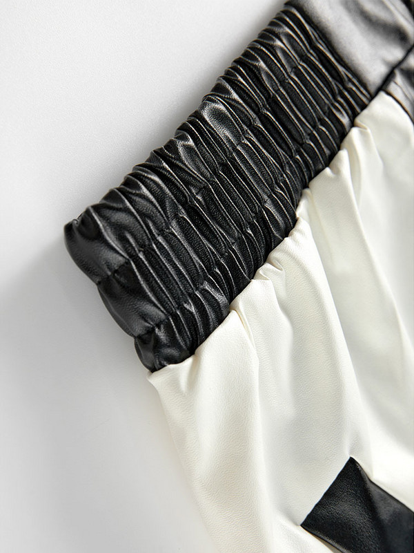 [EAM] Opuštena bijela velika PU kožna jakna Novi ženski kaput s dugim rukavima na rever Fashion Tide proljeće jesen 2023. 1DH1967