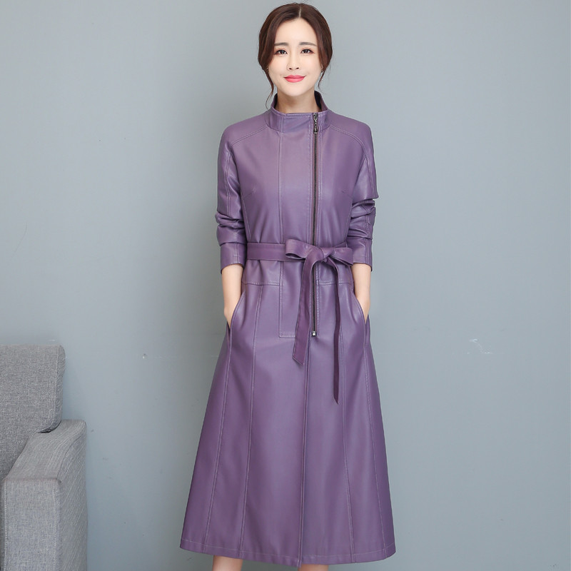 Jachetă de piele X-lung pentru femei 2021, toamnă iarnă, trenci din piele cu curea, modă pentru femei, paltoane lungi din piele neagră