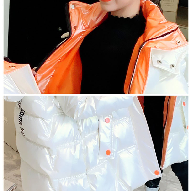 Meiteņu mētelis ar burtu apdruku Ziemas jaka ar kapuci Spīdīgs ūdensizturīgs bērnu virsdrēbes pusaudžu jauns parka sniega tērps 5-12 gadiem