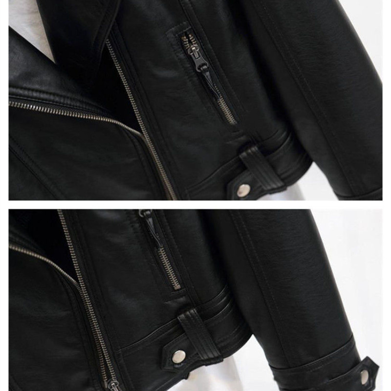 Sieviešu PU ādas jakas mētelis rudens modes dāmu mākslīgās mīkstās ādas mētelis melns rāvējslēdzējs šaurs virsdrēbes motociklu sieviešu jaka