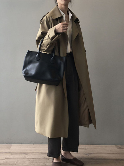 Paltoane lungi, pardesiu, clasic, kaki, cu centură de modă coreeană, pardesiu de toamnă, primăvară, pardesiu de vânt dublu