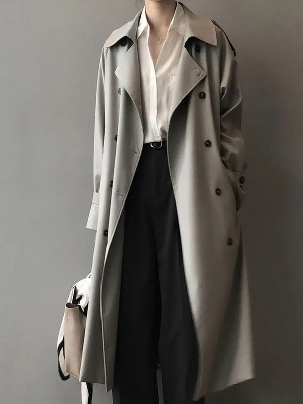 Paltoane lungi, pardesiu, clasic, kaki, cu centură de modă coreeană, pardesiu de toamnă, primăvară, pardesiu de vânt dublu