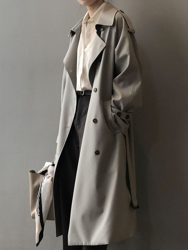 Paltoane lungi, pardesiu, clasic, kaki, cu centură de modă coreeană, pardesiu de toamnă, primăvară, pardesiu de vânt dublu