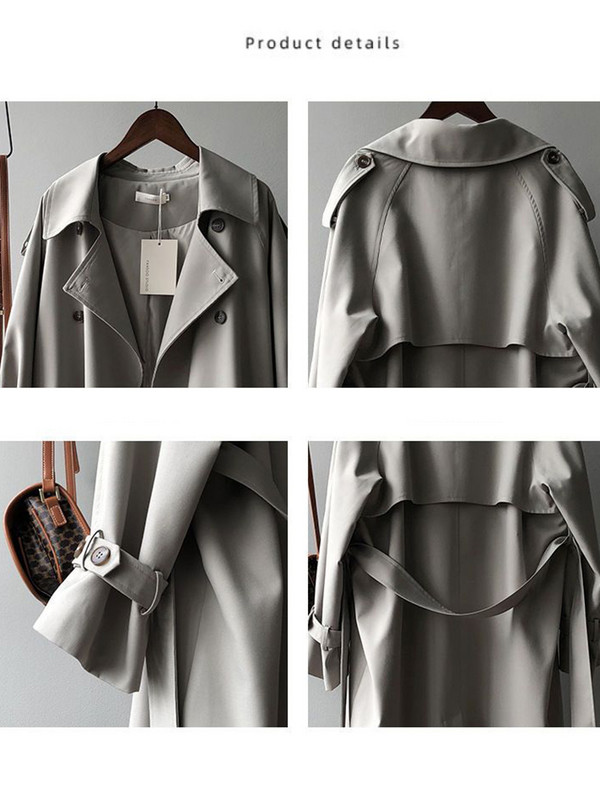 Paltoane lungi, pardesiu, clasic, kaki, cu centură de modă coreeană, pardesiu de toamnă, primăvară, pardesiu de vânt dublu
