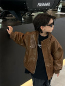 Jachete PU pentru băieți 2-8T, haine pentru copii mici, pentru bebeluși, toamnă, iarnă, haine pentru sugari, haine pentru copii, haine de stradă, ținute pentru copii