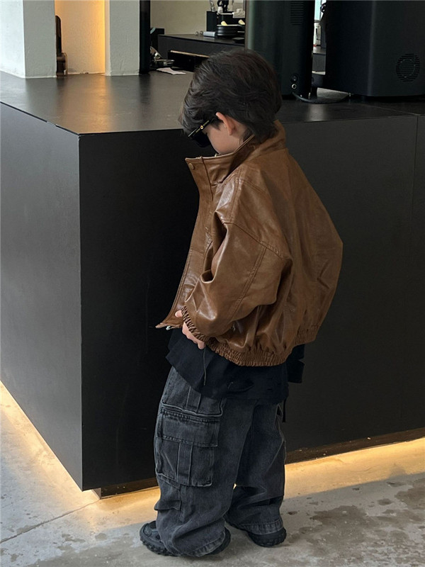 Jachete PU pentru băieți 2-8T, haine pentru copii mici, pentru bebeluși, toamnă, iarnă, haine pentru sugari, haine pentru copii, haine de stradă, ținute pentru copii