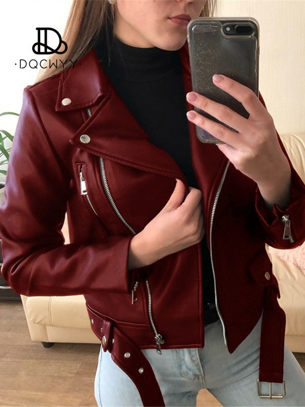 Ženski kaput Jesen Zima Prevelika PU jakna Kratka uska Show Thinness Rever Motorciklističke majice Ležerna ženska jakna od umjetne kože