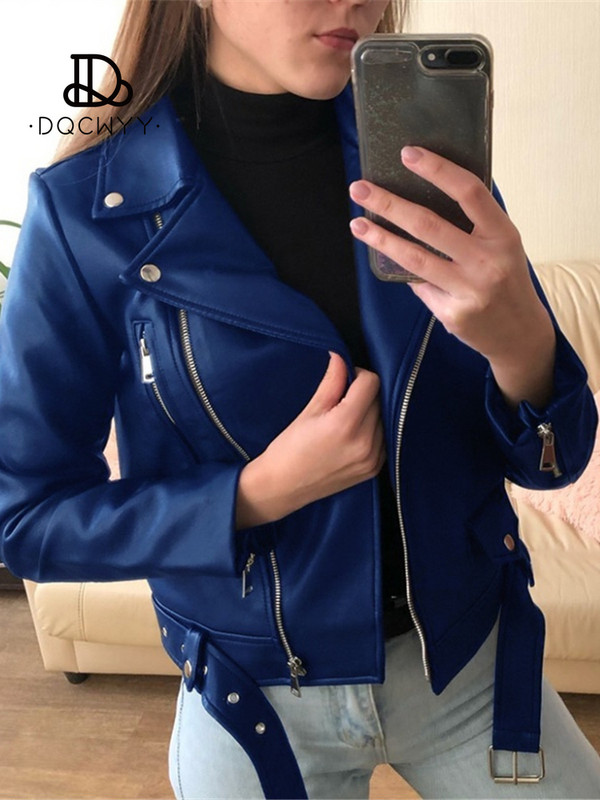 Ženski kaput Jesen Zima Prevelika PU jakna Kratka uska Show Thinness Rever Motorciklističke majice Ležerna ženska jakna od umjetne kože