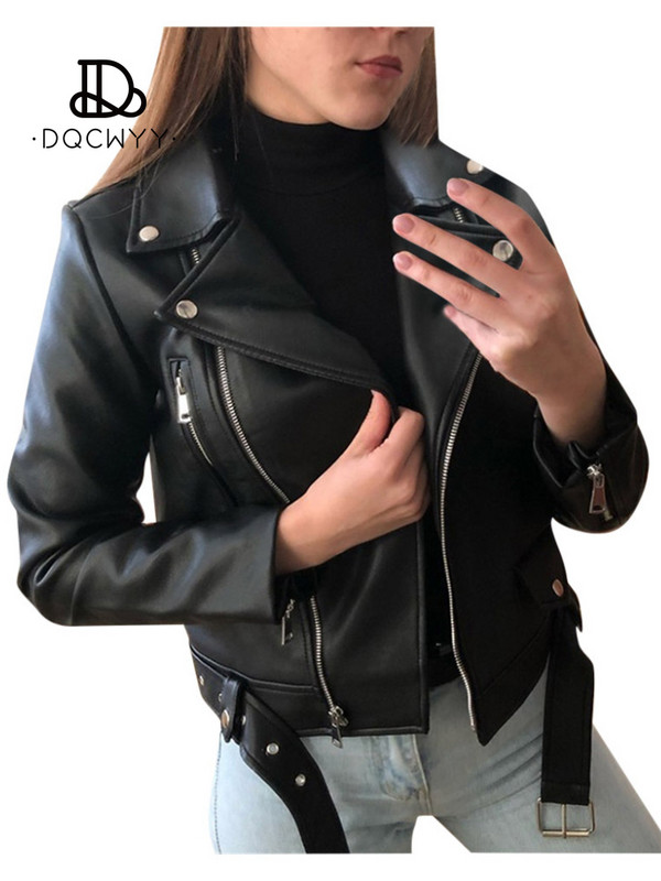 Ženski kaput Jesen Zima Prevelika PU jakna Kratka uska Show Thinness Rever Motorciklističke majice Ležerna ženska jakna od umjetne kože