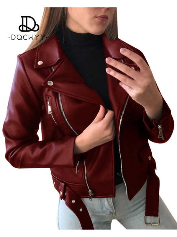 Ženski kaput Jesen Zima Prevelika PU jakna Kratka uska Show Thinness Rever Motorciklističke majice Ležerna ženska jakna od umjetne kože