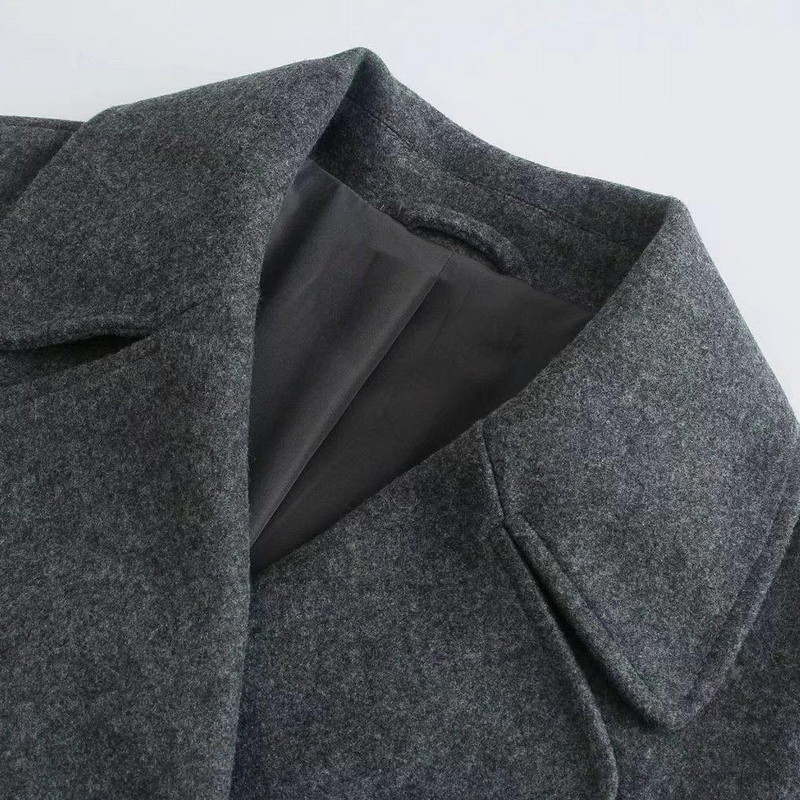 C Palton Femei Culoare Solidă Palton Lână Lână Cald Gros Elegant Manecă Lungă Pentru Moda