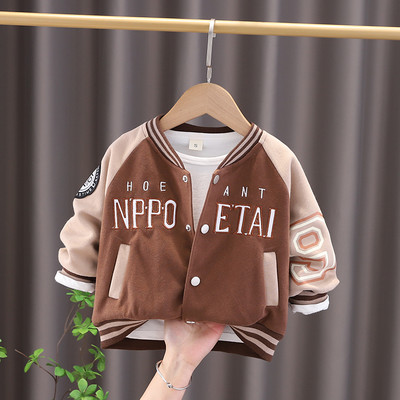 Dječačka bejzbol jakna, proljeće i jesen, korejska moda kontrastnih boja, vez u obliku slova, vintage ležerna dječja odjeća