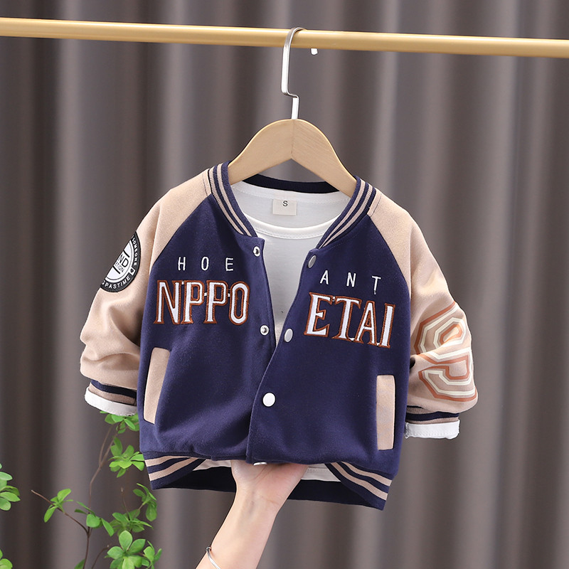 Dječačka bejzbol jakna, proljeće i jesen, korejska moda kontrastnih boja, vez u obliku slova, vintage ležerna dječja odjeća